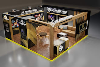 do 3d exhibition stand trade show booth, kiosk exhibition stall with rendering