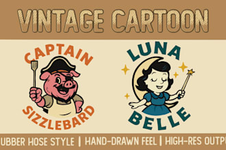 draw retro vintage cartoon character illustration