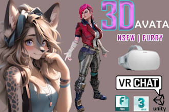 create custom 3d vrchat avatar furry nsfw anime model and vtubers model