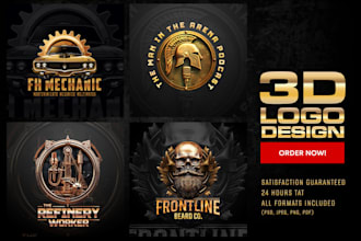 design 3d metallic gold and silver logo for your business