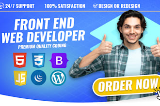front end web developer html css react js, website design, figma to html