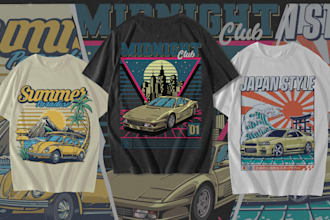 draw car vector illustration for t shirt design