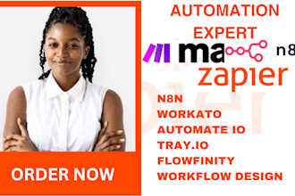 set up automate io,tray io workato, automation and workflows on n8n, flowfinity