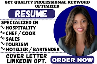 write chef hotelier sales restaurant hospitality tourism resume