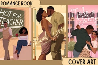 illustrate romance book cover character illustration amazon kindle cover design