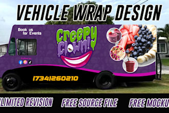 design awesome car, van, food truck, vehicle wrap design and vehicle graphics