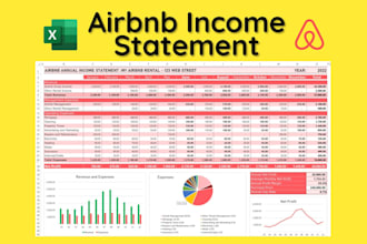 provide airbnb rental income expense tracker excel spreadsheet property