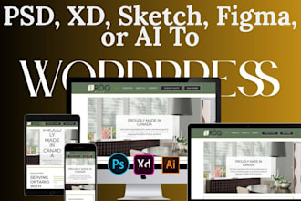 convert figma, xd, PSD to wordpress or elementor website