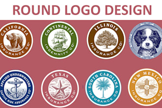 design a circular round, clean badge, stamp, sticker, black and white logo