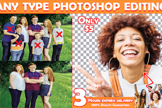 do any type photoshop editing, add or remove object from photo