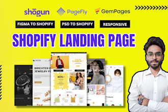 do shopify landing page, figma to shopify, psd to shopify using pagelfy, gempage
