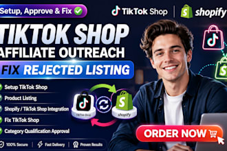 setup tiktok shop, fix tiktokshop, fix rejected listing, sync shopify product