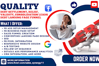 generate debt settlement, relief, validity, consolidation leads lander funnel