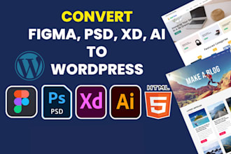 convert psd, xd or figma to wordpress or figma to elementor