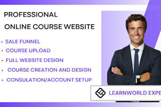setup online course on kajabi learnworld passion io app teachable website design