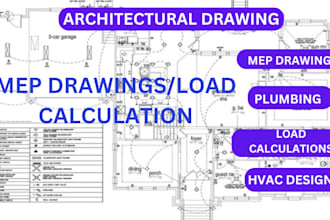 draw architectural mep drawing, electrical drawings, plumbing, hvac drawing