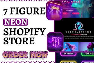 design custom neon shopify store neon website neon sign dropshipping website