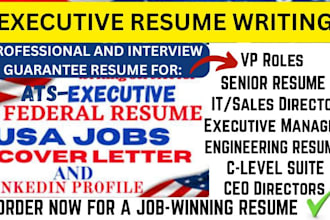 do executive resume, c level senior resume, federal resume, ats resume writing