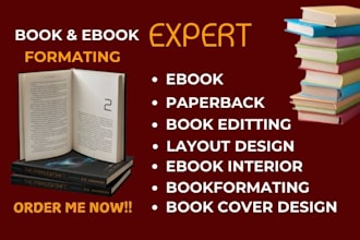 do ebook design, paperback formatting, book editing, vellum and scrivener