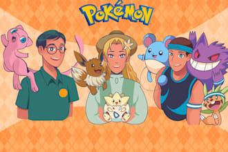 draw custom portrait pokemon illustration