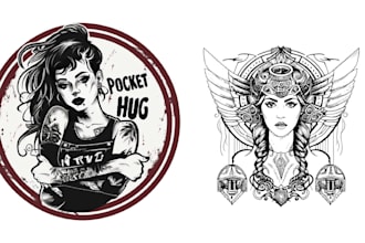 make black and white lady tattoo logo