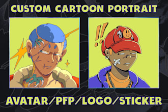 draw custom anime portrait for avatar, pfp, logo, sticker