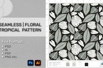 create seamless patterns of floral and tropical designs