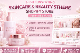 design high converting skincare or beauty shopify store feminine brand