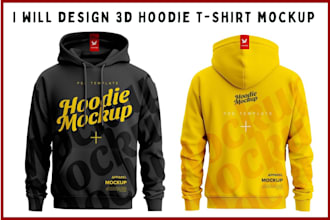 design ai 3d hoodie t shirt mockup in photoshop