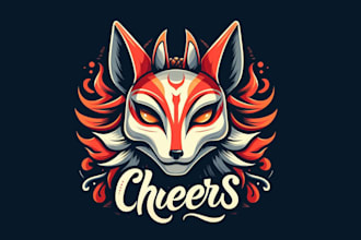 make an amazing kitsune mask mascot logo with unlimited revision