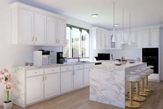 design professional kitchen, cabinetry and 3d render
