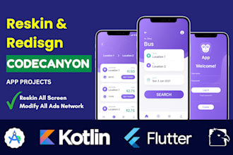 do reskin android app, redesign and customize codecanyon app