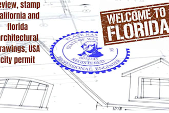 review, stamp california and florida architectural drawings, USA city permit