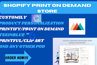 set pod products personalization in teeinblue,customily, printful