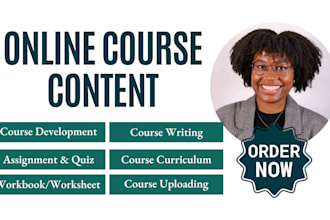 create an online course, course training manual, course outline, workbook