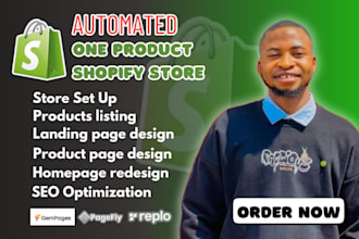 build one product shopify store design homepage, pagefly, shogun