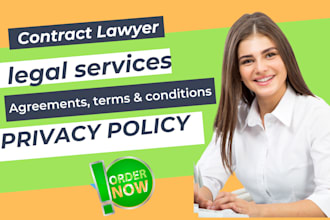 write legal contract, agreement, privacy policy, terms and conditions as lawyer