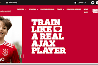 design football academy website, soccer academy website, football website