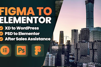 convert PSD, xd, figma to wordpress website using elementor
