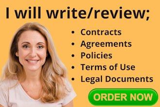 draft or review legal contracts, agreements and terms of use