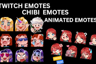 create custom twitch emotes animated emotes chibi emotes sub badges vtuber