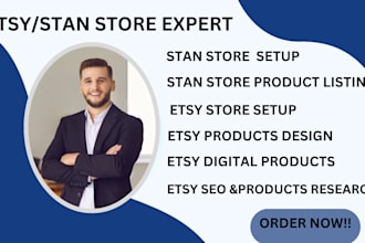 setup etsy stan store,etsy seo,etsy pod,product  listings design and mockup