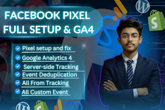 meta pixel setup shopify, wordpress with server side tracking or ga4 on facebook