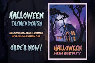 do spooky, horror, halloween illustrations, poster design