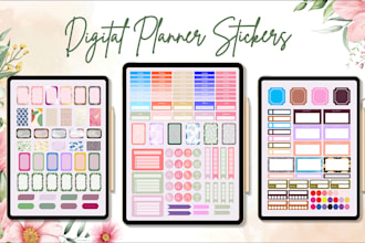 design digital stickers for digital planner journal or etsy