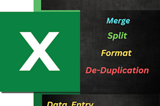 do clean, merge , split , format, data entry in excel