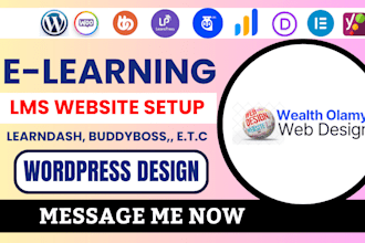 develop a lms website with learndash, moodle, tutor lms, and do wordpress design
