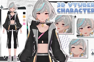 create 3d character model for vtuber, anime, 3d rigging and vroid model