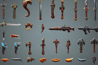 draw outstanding 2d game asset, props, objects and weapons for your 2d game