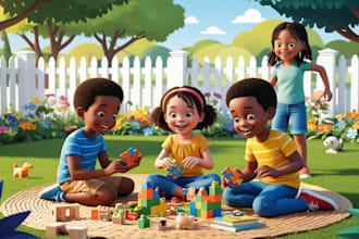 do 3d african american children storybook, kids story, formatting, book cover